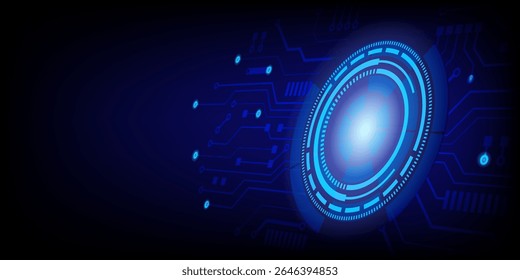 A futuristic circuit background, blue technology, digital interface, glowing abstract design, This content was created using vector drawing tools and software, not generated by AI
