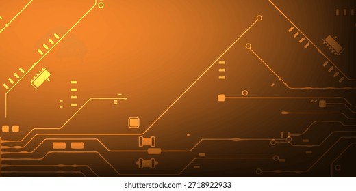 Fondo futurista del circuito con las líneas anaranjadas del neón y los Elementos de la tecnología, tema digital Abstractas de la industria. Ilustración vectorial eps10
