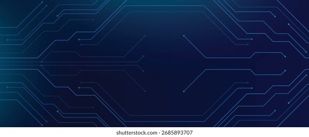 Futuristic circuit board background with blue digital technology lines
