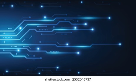 futuristischer Leiterplattenhintergrund mit hellblauem Licht