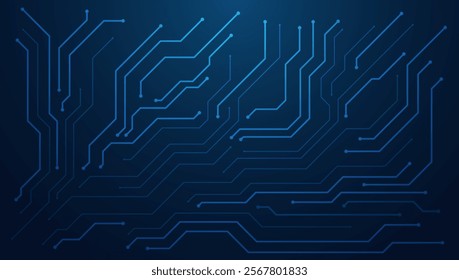 Futuristic Circuit Board Design Background with Blue Technology Lines