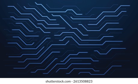 Futuristic Circuit Board Design Background with Blue Technology Lines