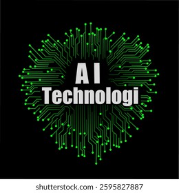 Futuristic circuit board design symbolizing artificial intelligence concepts on a sleek black background