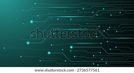 Futuristic Circuit Board with Glowing Neon Lights and Advanced Technology Components in a Digital Landscape from a High Angle View 5.eps