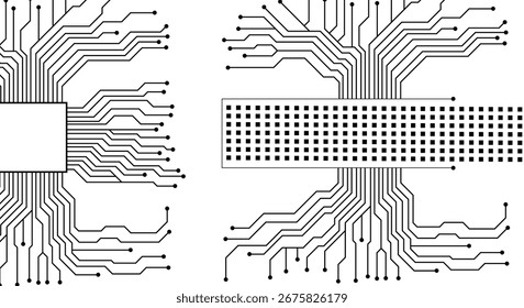 Futuristic Circuit Board Pattern in Black Tones