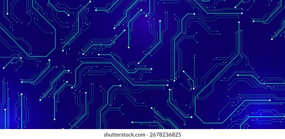 Patrón de Tablero de circuito futurista con líneas azules brillantes