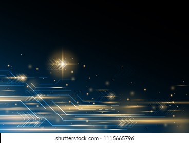 Futuristic circuit board and warm lights, Technology abstract, sci-fi and futuristic concept, Vector illustration background.