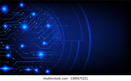 Futuristic circuit with bright light balls and circuit lines