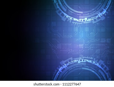 Futuristic circuit line with cogwheel system, Technology abstract and communication concept, Vector illustration background.