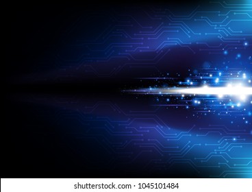 Futuristic circuit line with light set in the middle, Technology abstract and communication concept, Vector illustration.
