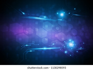 Futuristic circuit line with lights, Technology abstract, sci-fi and futuristic concept, Vector illustration background.