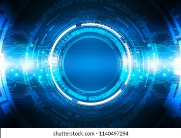 Futuristic circuit line with machine core with energy, Technology abstract and communication concept, Vector illustration background.