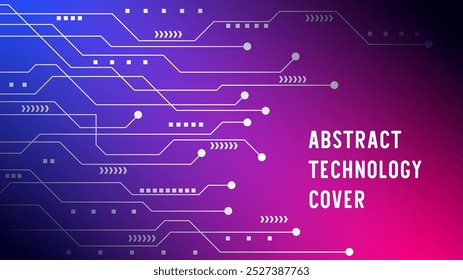 Futuristic circuit lines on gradient blue-pink background, perfect for tech-themed presentations and designs.