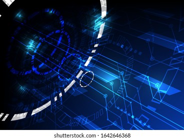 Futuristic circuit , Science communication high computer technology bright blue color backdrop . Hi-tech digital technology concept Illustration . Vector Abstract background
