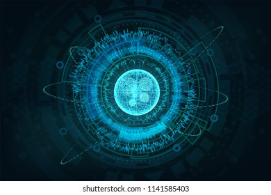 Futuristic circuit technology concept.HUD elements background. Digital futuristic user interface, HUD for app and web. VR futuristic illustration. 