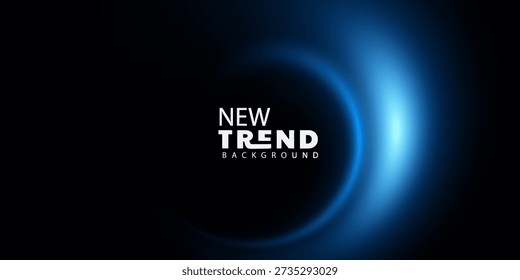Futuristic Circular Blue Light Effect with Text on Black Background