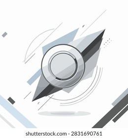 Futuristic circular button with geometric shapes and dynamic lines