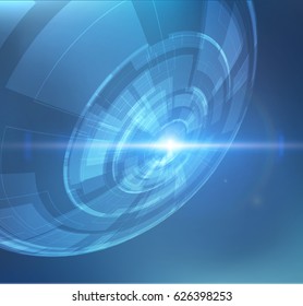 Futuristic circular shape vector background with lens flare. EPS10.