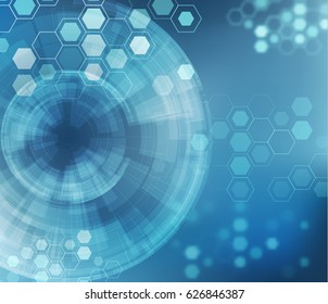 Futuristic circular shape vector background with lens flare. EPS10.
