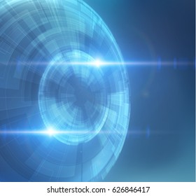 Futuristic circular shape vector background with lens flare. EPS10.