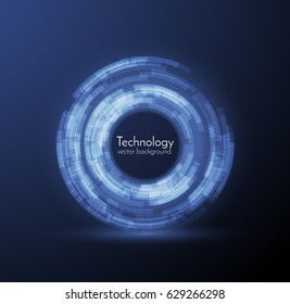 Futuristic circular shape vector background with lens flare. EPS10.