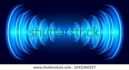 Futuristic circular sound waves. Sound explosion. Electronic music visualization. Round light effect. Radio signal circle. Audio equalizer background. 