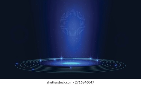Futuristic circular technology background with glowing digital platform and abstract light