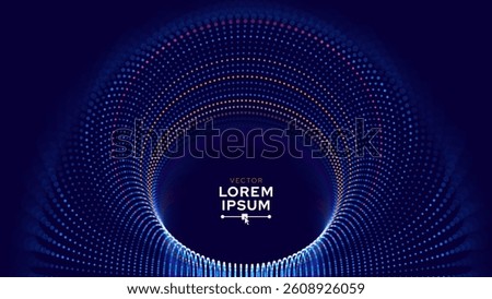 Futuristic Circular Vortex of Glowing Dots on Dark Background. Ideal for AI, Data Science, Quantum Computing, or Digital Technology Design. Vector Illustration.