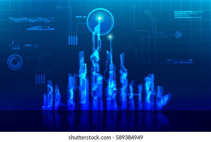futuristic city in abstract theme, digital building in a matrix style