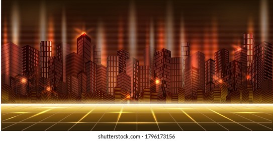 Futuristic City, abstract urban architecture wallpaper, cityscape with space. vector illustration