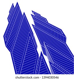 Futuristic city architecture, buildings sketch 3d illustration