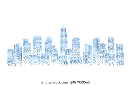 Futuristic city background with many skyscraper