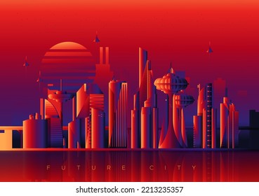 Futuristic City Building Skyline - Stock Illustration As EPS 10 File