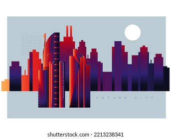 Futuristic City Building Skyline - Stock Illustration As EPS 10 File