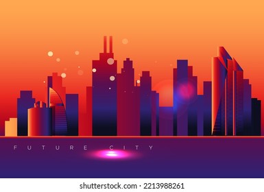 Futuristic City Building Skyline - Stock Illustration As EPS 10 File