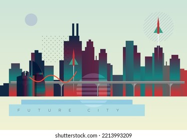 Futuristic City Building Skyline - Stock Illustration As EPS 10 File