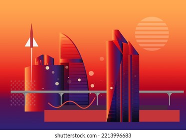 Futuristic City Building Skyline - Stock Illustration as EPS 10 File