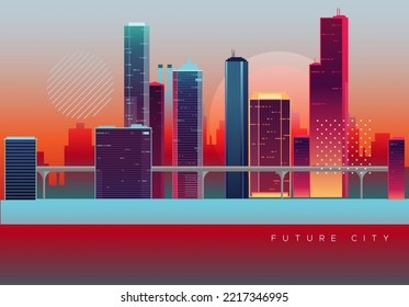 Futuristic City Building Skyline - Stock Illustration As EPS 10 File