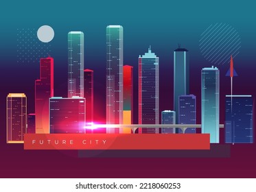 Futuristic City Building Skyline - Stock Illustration as EPS 10 File