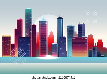 Futuristic City Building Skyline - Stock Illustration As EPS 10 File