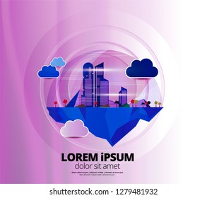 Futuristic city illustration, vector