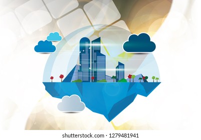 Futuristic city illustration, vector