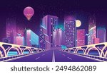 A futuristic city, neon, smart