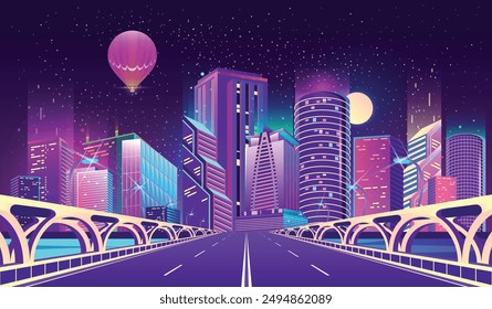 A futuristic city, neon, smart