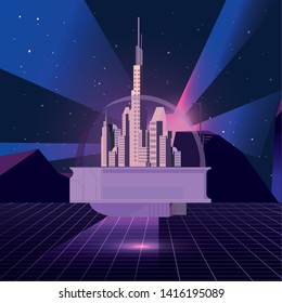 futuristic city night dark background