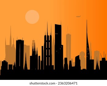 Futuristic city silhouette vector illustration