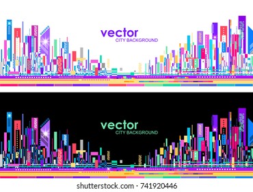 Futuristic City skylines at day and night