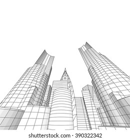 futuristic city skyscrapers background