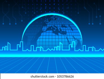 Futuristic city. technology concept design