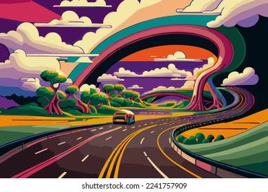 Futuristic city with ultra speed highways, vector illustration